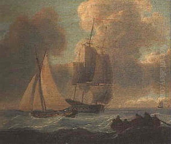 Shipping Off The Coast Oil Painting by William Anderson