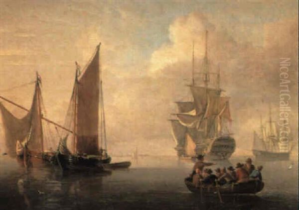 Becalmed Off A Low-countries Port by William Anderson