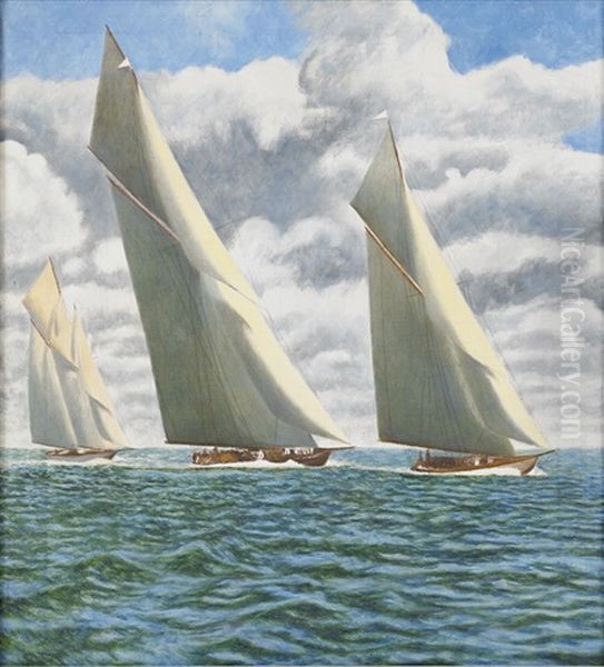 Segelregatta Oil Painting by Karl Andersson