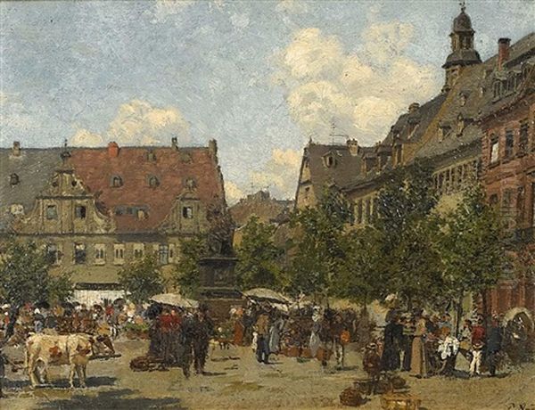 Marktplatz In Hanau Oil Painting by Paul Andorff