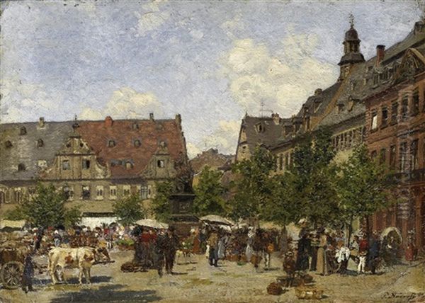 Marktplatz (in Weimar?) Oil Painting by Paul Andorff