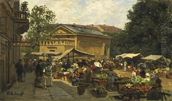 Berlin. Markt Am Leipziger Platz Oil Painting by Paul Andorff