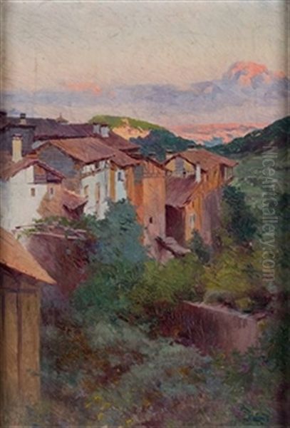 Paisaje Con Casas Oil Painting by Angel Andrade Blazquez