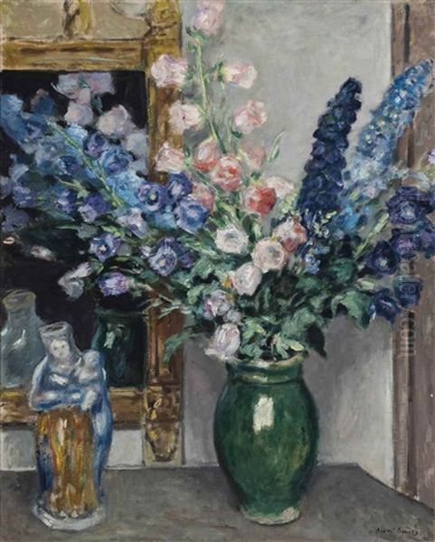 Campanules Roses Et Bleues Oil Painting by Albert Andre