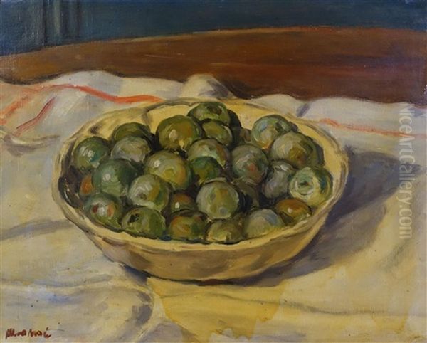 Nature Morte A La Corbeille De Prunes Oil Painting by Albert Andre