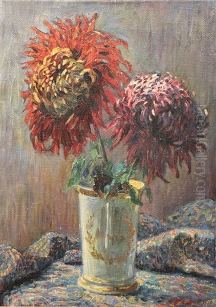 Flowers In Vase Oil Painting by Albert Andre