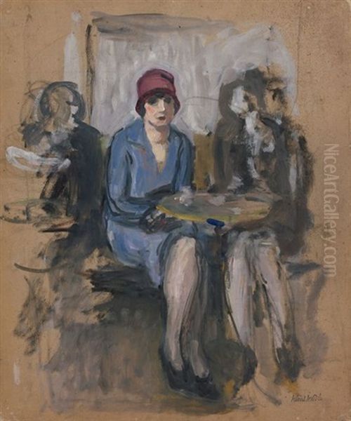 Jeune Femme Au Cafe - Nature Morte Aux Poisson (recto/verso) Oil Painting by Albert Andre