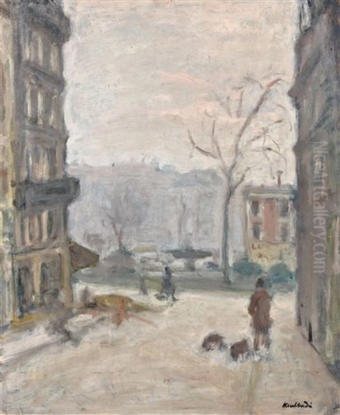 Brume Sur La Place Pigalle Oil Painting by Albert Andre