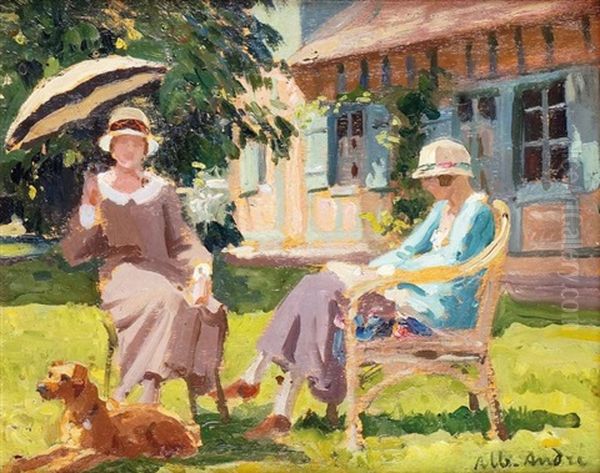 Jeunes Femmes Dans Le Jardin De Laudun Oil Painting by Albert Andre