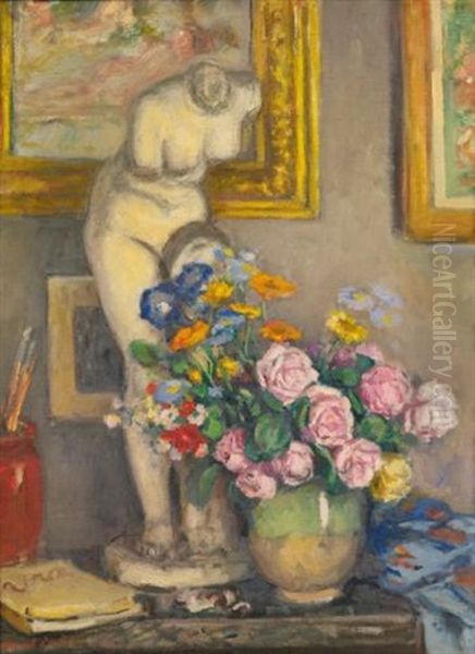 Nature Morte Et Statue Oil Painting by Albert Andre