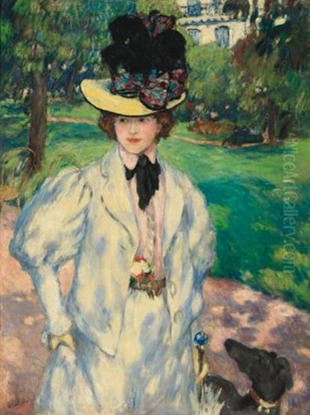 Femme A La Promenade Oil Painting by Albert Andre