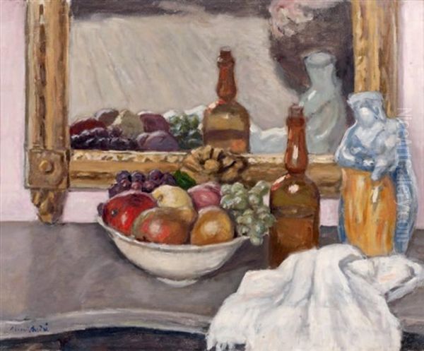 Fruits Devant Une Glace Oil Painting by Albert Andre