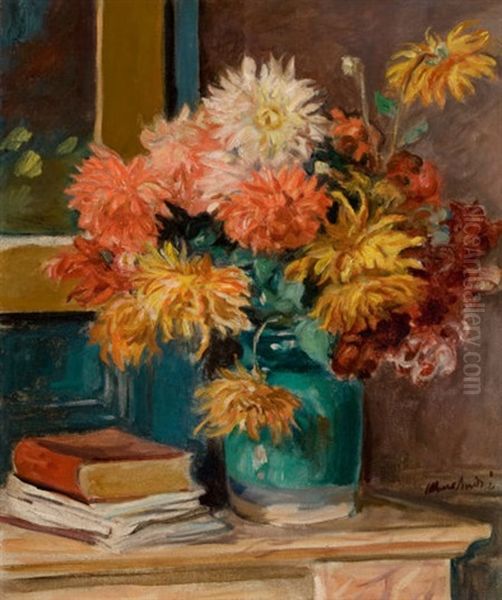 Dahlias Oil Painting by Albert Andre