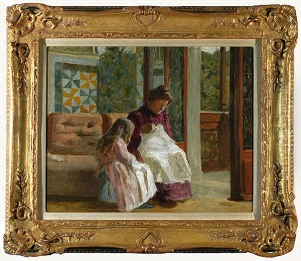 Mother And Child Oil Painting by Albert Andre