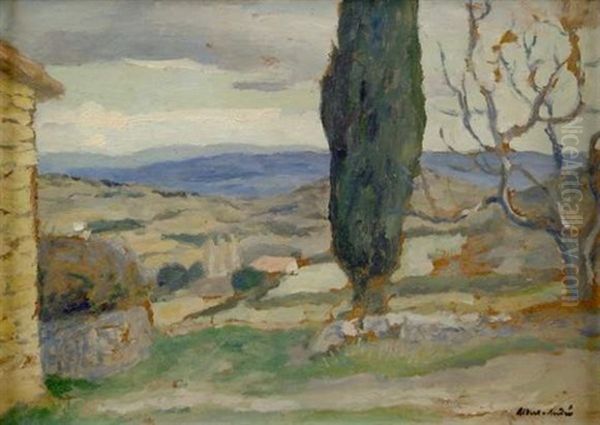 Vue De Bagnols-sur-ceze (+ Esquisse D'un Paysage, Study, Verso) Oil Painting by Albert Andre