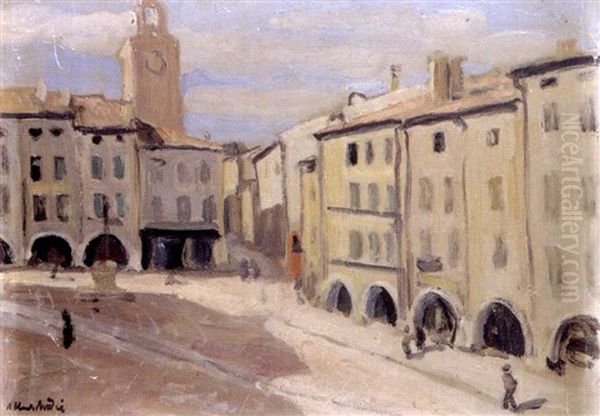 Place De Village Oil Painting by Albert Andre