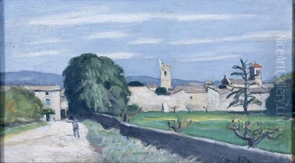 La Route D'orsan Yard Oil Painting by Albert Andre