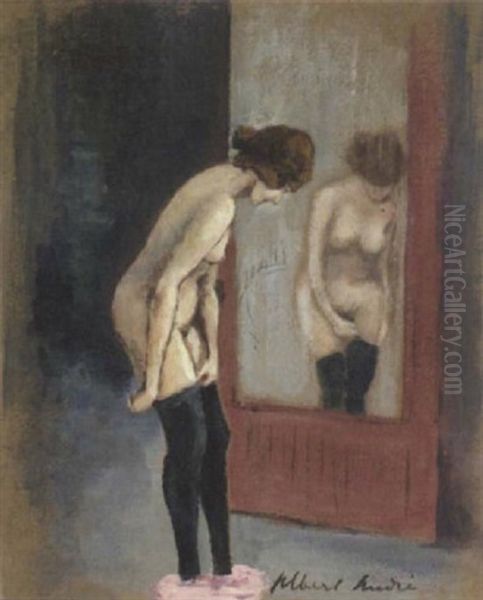 Nu Au Miroir Oil Painting by Albert Andre