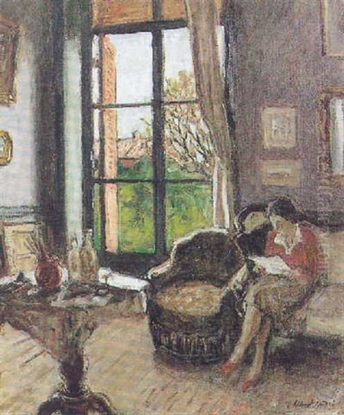 Femme De L'artiste Dans Son Interieur Oil Painting by Albert Andre