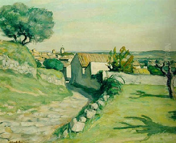 Laudun, Vue De L'ouest, Chemin Montant Oil Painting by Albert Andre