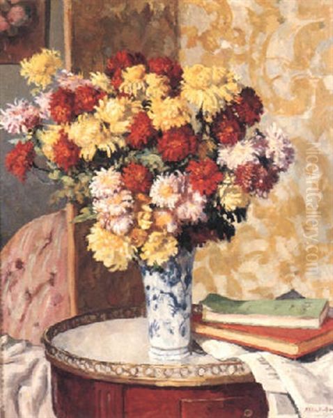 Les Chrysanthemes Oil Painting by Albert Andre