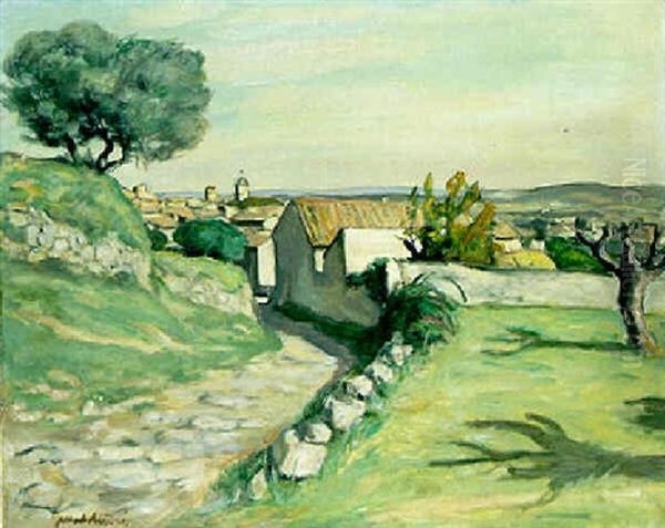 Laudun Vue De L'ouest Chemin Montaut Oil Painting by Albert Andre