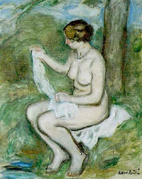 Femme Nue Assise Au Bain Oil Painting by Albert Andre