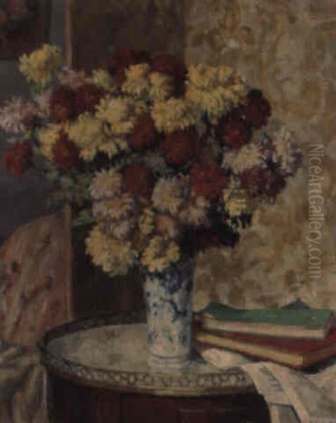 Les Chrysanthemes Oil Painting by Albert Andre