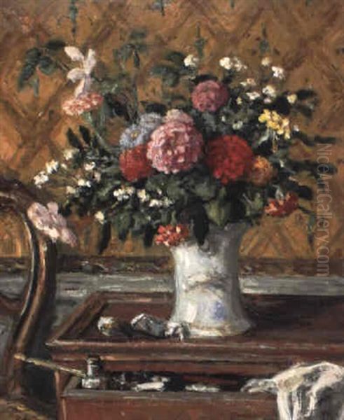 Vase De Fleurs A L'atelier Oil Painting by Albert Andre