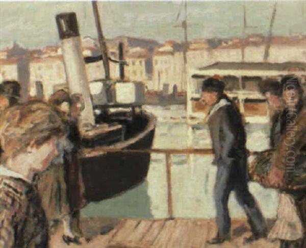 La Passerelle, Vieux Port De Marseille Oil Painting by Albert Andre