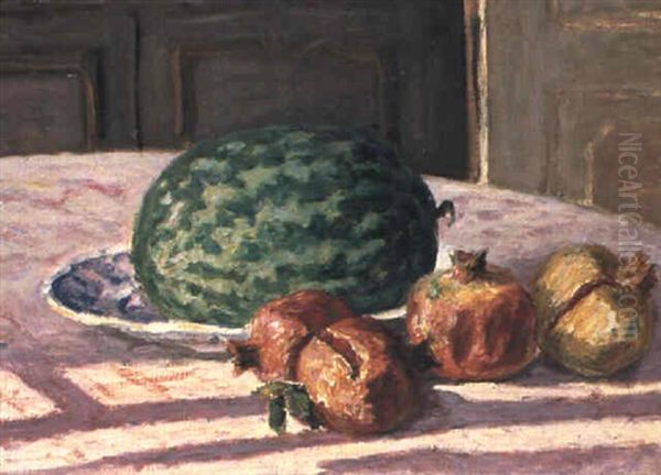 Pasteque Et Grenades Oil Painting by Albert Andre