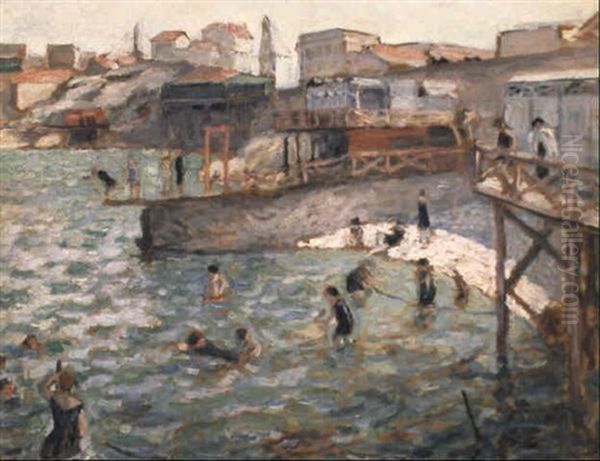 Les Bains Du Pavillon Oil Painting by Albert Andre