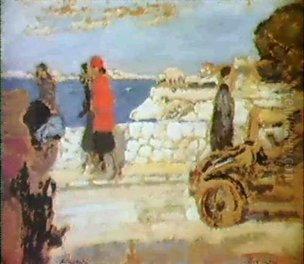 Promenade A Endoume Oil Painting by Albert Andre