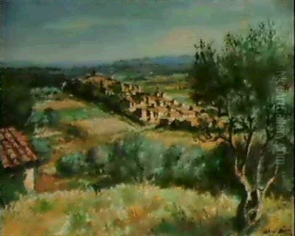 Village Sur La Colline, 1943 Oil Painting by Albert Andre