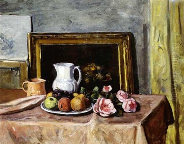 Nature Morte, Fleurs Et Fruits Oil Painting by Albert Andre