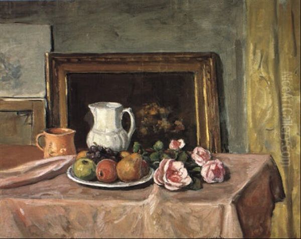 Nature Morte Aux Fleurs Et Aux Fruits Oil Painting by Albert Andre