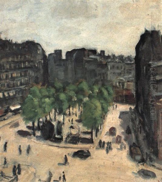 Scene De Rue Oil Painting by Albert Andre