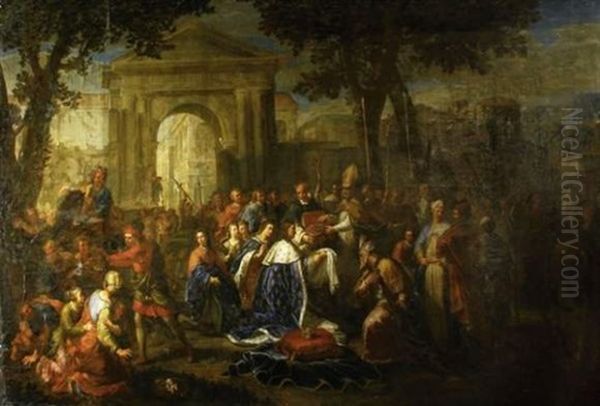 Saint Louis Recevant La Couronne D'epines Oil Painting by Jean (Frere Andre) Andre