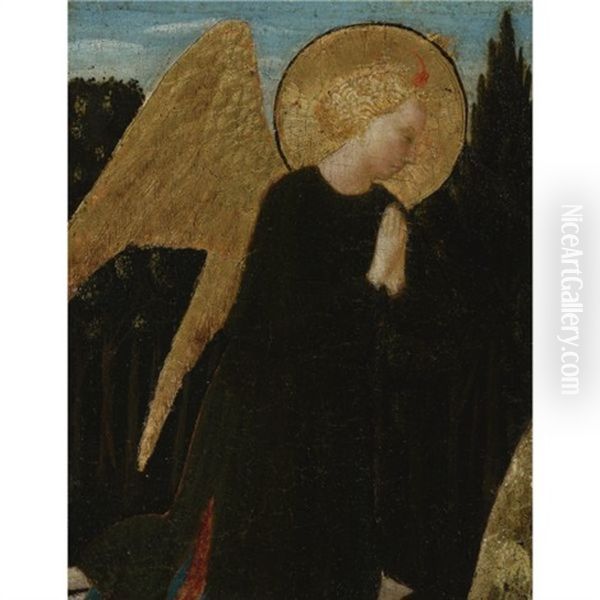 Praying Angel Oil Painting by  Andrea da Firenze (Giusto Manzini)