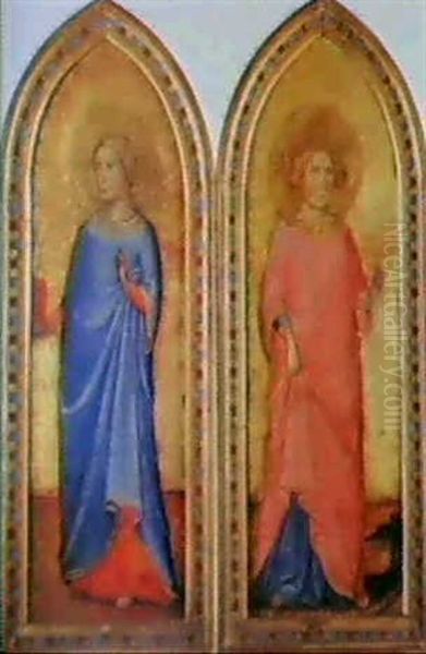 A) Sainte Cecile                                            B) Sainte Marguerite Oil Painting by  Andrea di Bartolo