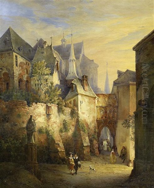 Koln - Die Altstadt Mit Dem Dreikonigspfortchen Oil Painting by August Heinrich Andreae