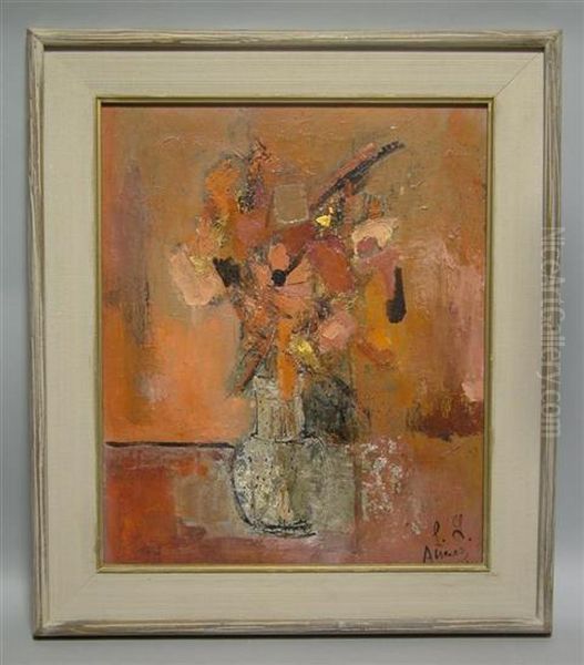 Still Life Of Flowers Oil Painting by Lucien Abrams