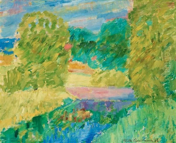 Sommarmorgon (summer Morning) Oil Painting by Folke Andreasson