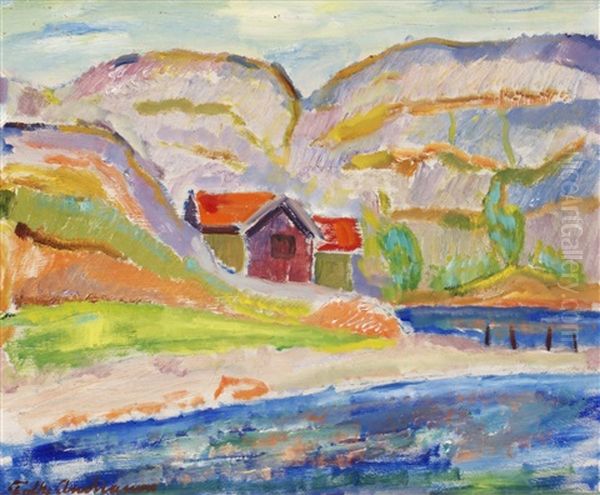 Fran Kyrkesund Oil Painting by Folke Andreasson