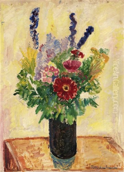 Blomsterstilleben Oil Painting by Folke Andreasson