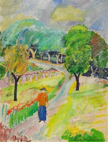 Tradgarden I Borensberg Oil Painting by Folke Andreasson