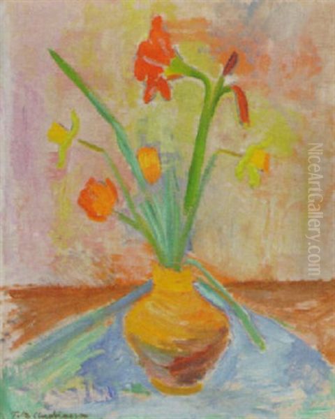 Blomsterstilleben Oil Painting by Folke Andreasson