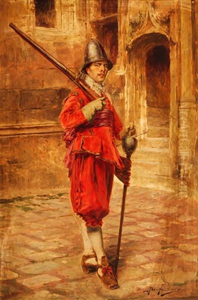 Guard At His Post Oil Painting by Alex De Andreis