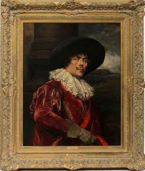 Cavalier In A Red Coat Oil Painting by Alex De Andreis