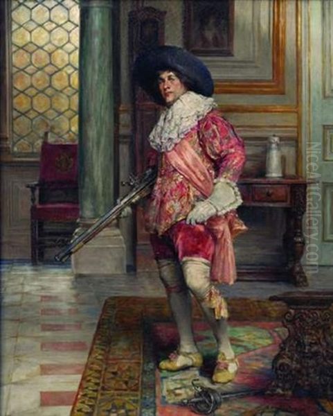 Portrait En Pied De Mousquetaire Oil Painting by Alex De Andreis